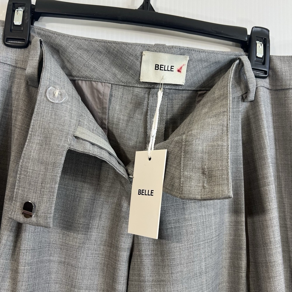 BELLE The Label Perennial Trousers Size 10 Medium Gray Wide Leg Wool Blend NEW - Picture 8 of 15